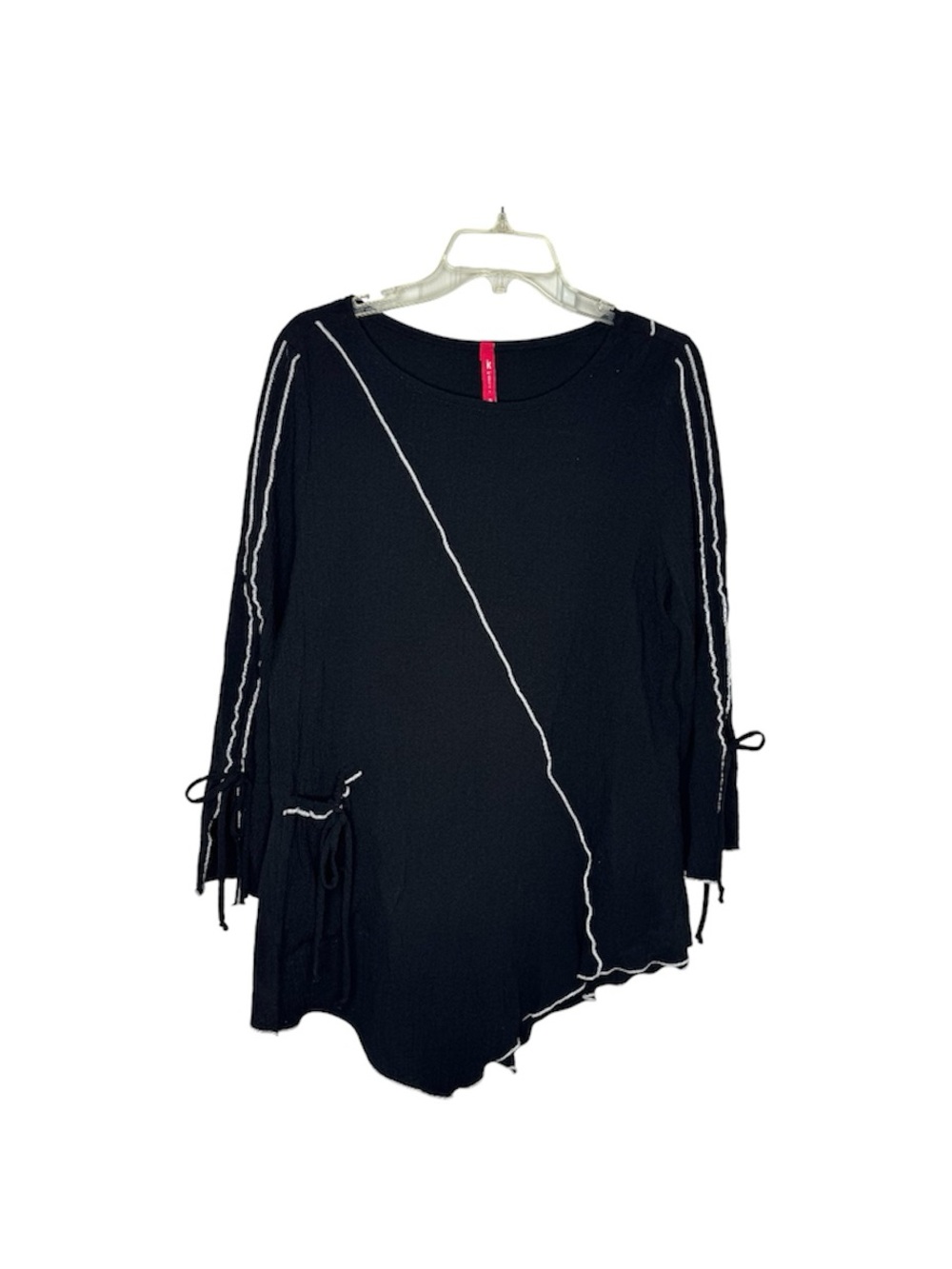 IC by Connie K Asymmetrical Hem Blouse Tunic Black Size XL